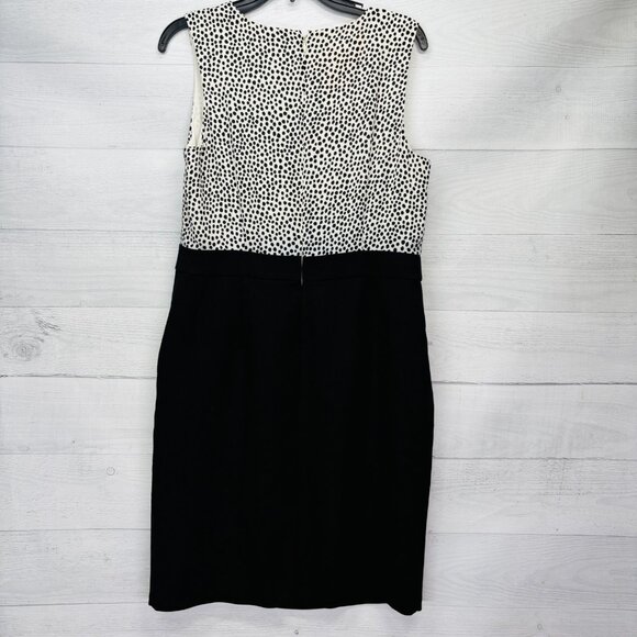 Talbots Black White Sleeveless Sheath Dress Petite Size 12P Polka Dot Bodice - Picture 7 of 12